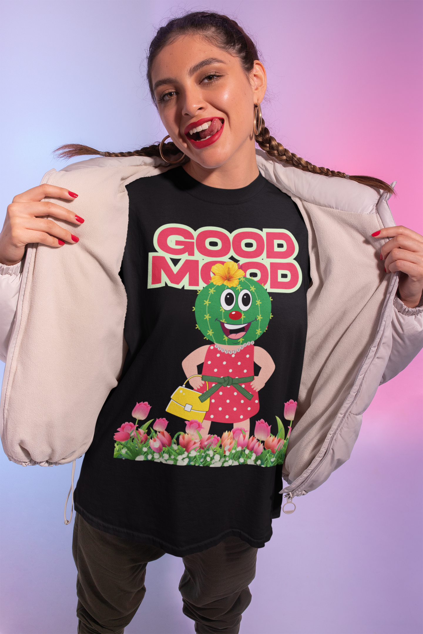 Good Mood, Cactus Tee - Unisex Jersey , Short sleeve T-shirt, Mother's day, Gift for Mom, Relax, Birthday gift, Vacation, Mom, Teens T-shirt, Calm day,