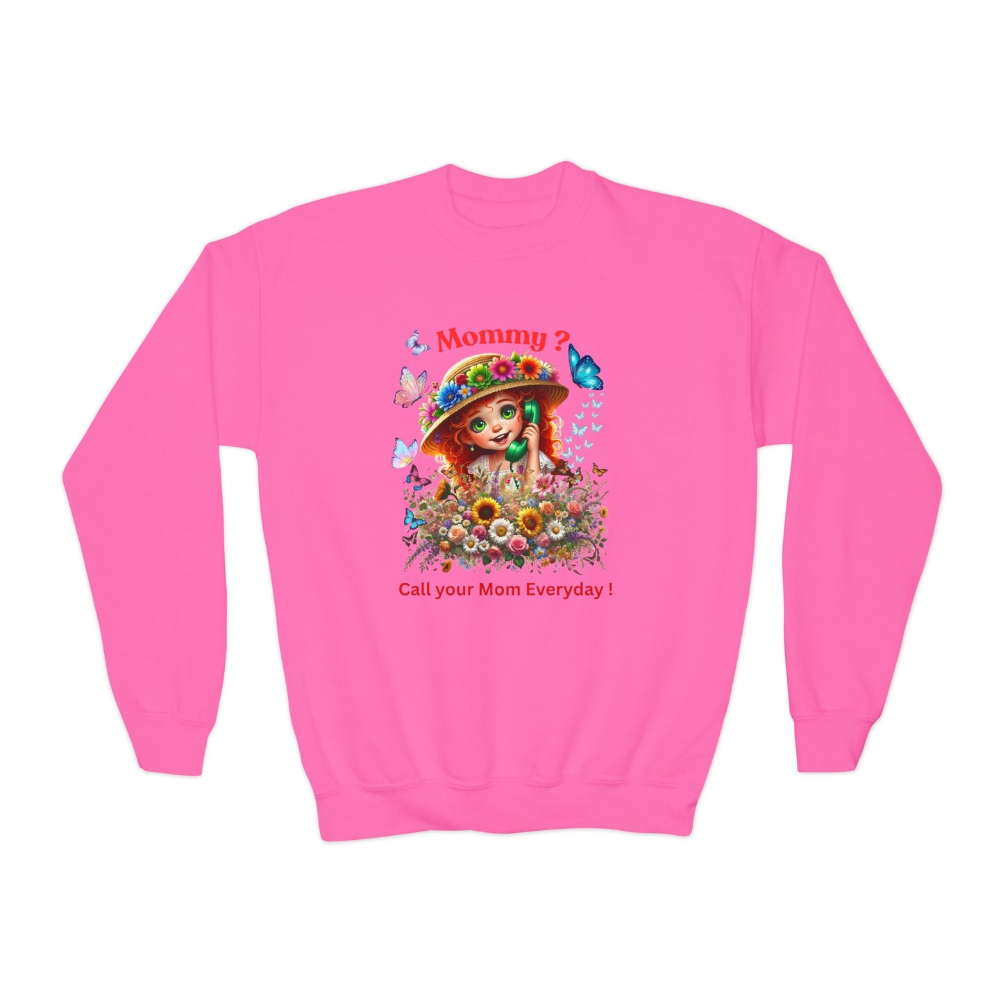 Mommy? Youth Crewneck Sweatshirt -  Call Your Mom Everyday!