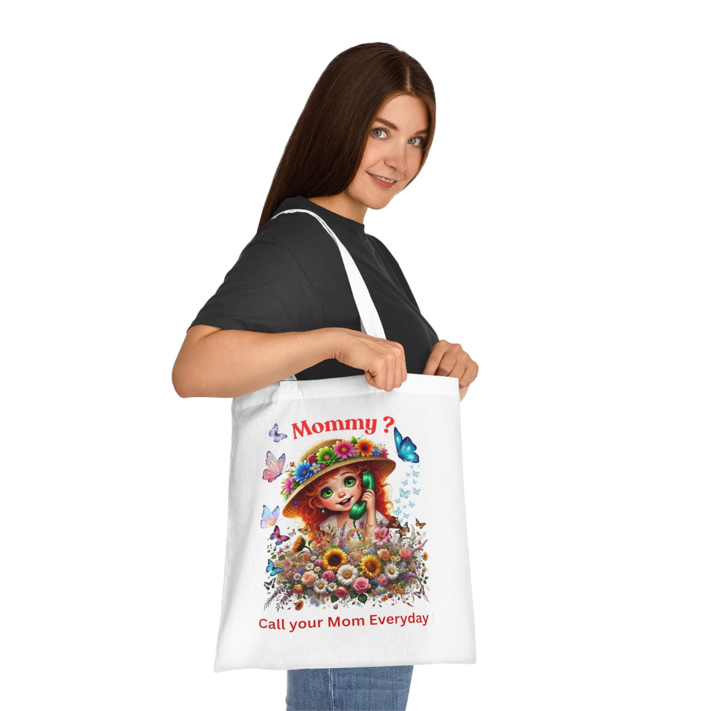 Cute Cotton Tote Bag - 'Call Your Mom Everyday'