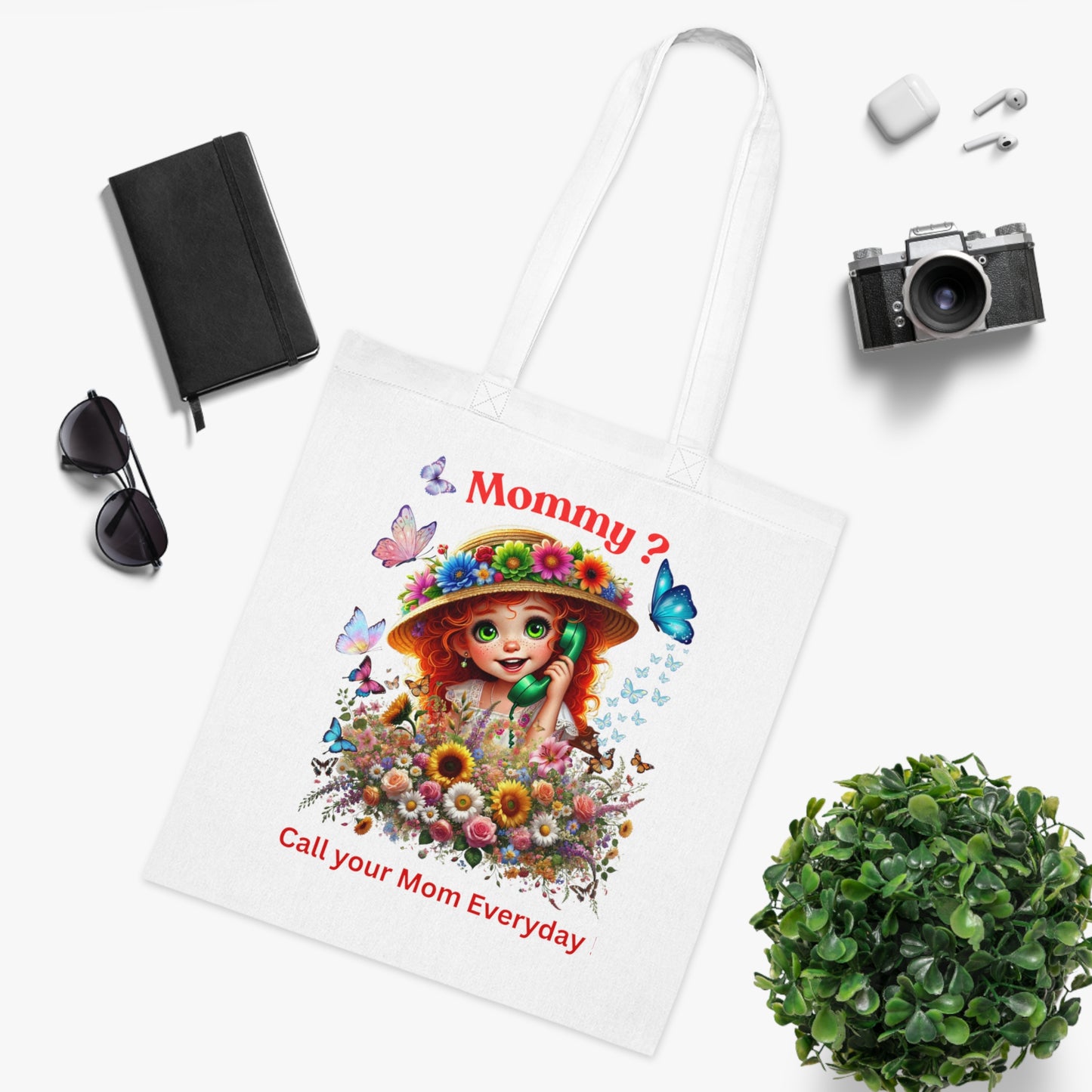 Cute Cotton Tote Bag - 'Call Your Mom Everyday'